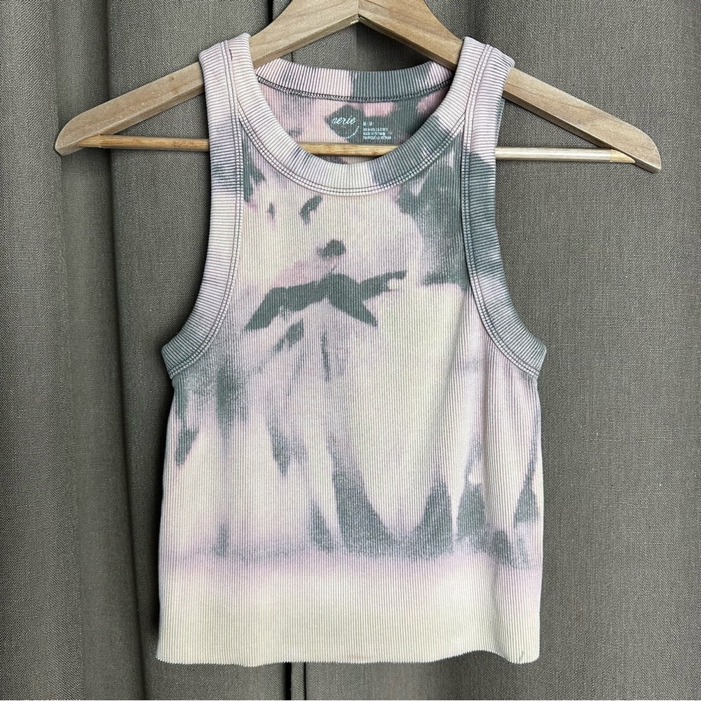 AERIE CROP TANK bleach dyed